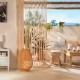 Taburete de madera con flecos Macramé