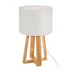 Lámpara de sobremesa de madera con pantalla blanca E27 25W Molu