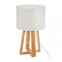Lámpara de sobremesa de madera con pantalla blanca E27 25W Molu