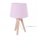 Lámpara de sobremesa de madera con pantalla rosa E14 25W