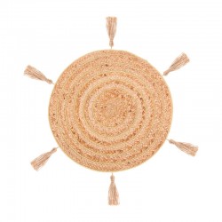 Salvaplatos de yute vegetal con pompones de lurex dorados 38cm Cosy