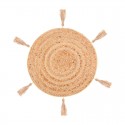 Salvaplatos de yute vegetal con pompones de lurex dorados 38cm Cosy
