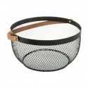 Frutero de metal retro negro con asa de madera 29x15cm