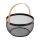 Frutero de metal retro negro con asa de madera 29x15cm