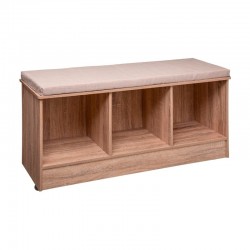 Banco recibidor de madera natural con funda