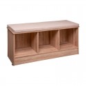 Banco recibidor de madera natural con funda