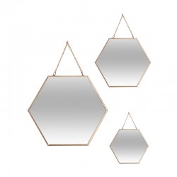 Set de 3 espejos de pared hexagonales