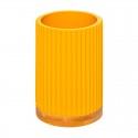 Vaso de poliresina/piedra/bambú mostaza 7,1x11cm Moderna