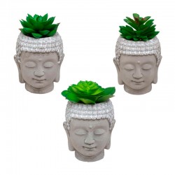 Planta artificial decorativa de polietileno en maceta de cemento Buda 9x12,5cm