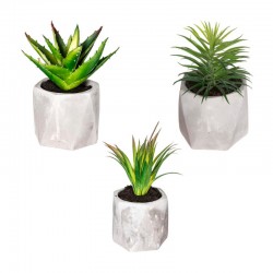 Cactus artificial decorativo de PVC en maceta de cemento 13x17cm