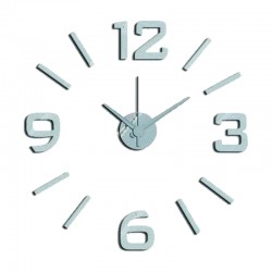 Reloj de pared adhesivo de plástico efecto plata 60cm