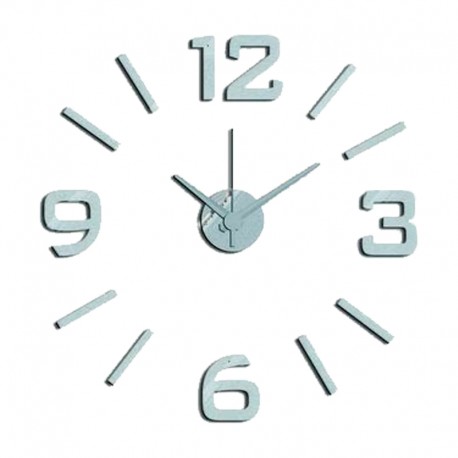 Reloj de pared adhesivo de plástico efecto plata 60cm
