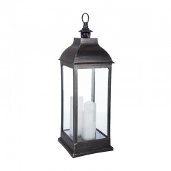 Farol portavelas de 3 velas LED de plástico ABS negro
