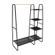 Perchero de metal/madera/textil negro con estantes
