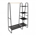 Perchero de metal/madera/textil negro con estantes