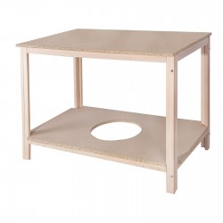 Mesa de camilla rectangular de madera de haya con hueco para brasero