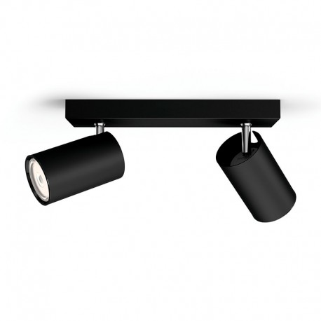 Regleta de 2 focos negra GU10 5,5W Kosipo Philips