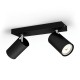 Regleta de 2 focos negra GU10 5,5W Kosipo Philips
