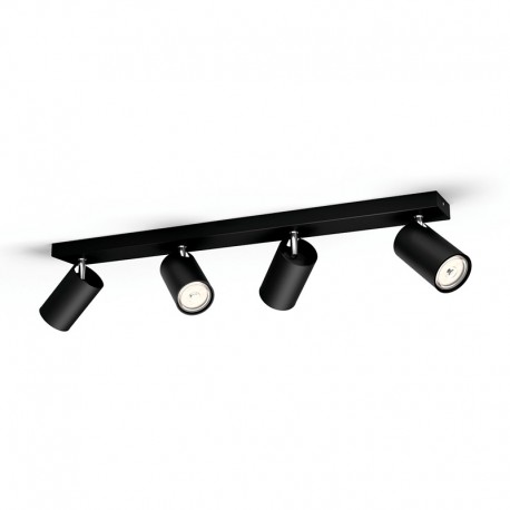 Regleta de 4 focos negra GU10 5,5W Kosipo Philips