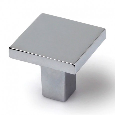 Pomo cuadrado metálico cromo brillo 30mm