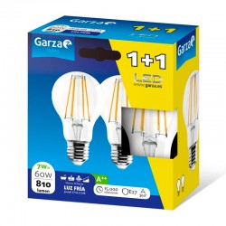 Bombilla estándar LED filamento E27 7W 806lm 5000K Pack 1+1 Garza