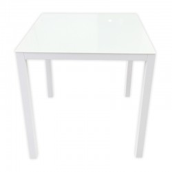 Mesa de aluminio cuadrada con cristal 70x70x72cm Brasilia