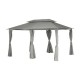 Pérgola de acero con cortinas grises 3x4m