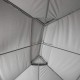 Pérgola de acero con cortinas grises 3x4m