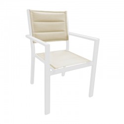 Silla de jardín de aluminio acolchada blanca Brasilia