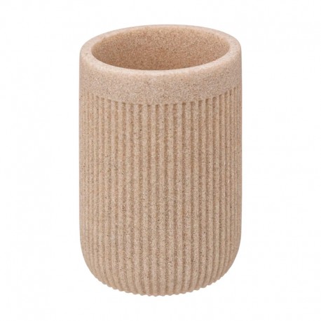 Vaso portacepillos de poliresina lino 7x10,7cm Onyx