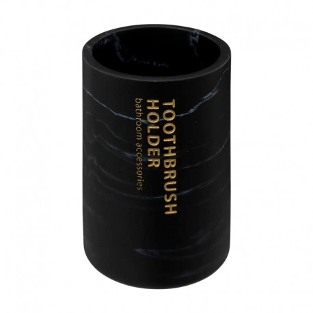 Vaso portacepillos de poliresina negro 7,7x10,8 Lea