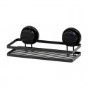 Cestillo rectangular de metal negro con ventosas 25x12x12cm