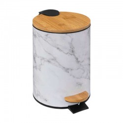 Cubo de metal efecto mármol blanco 3 litros para baño Bin Lea