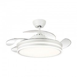 Ventilador de techo DC retráctil blanco con luz LED y mando Ø90cm Calima
