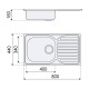 Fregadero de acero inoxidable con seno + escurridor 80x44cm Viena