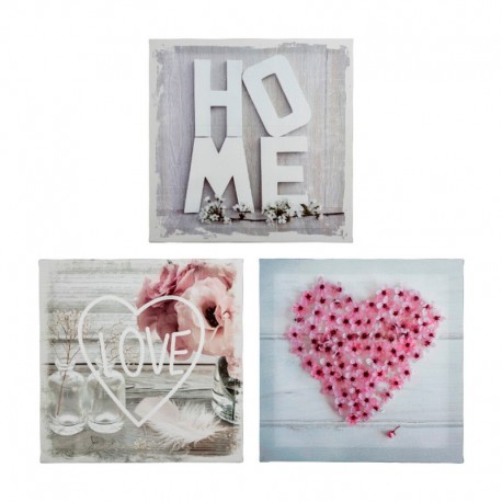 Cuadro lienzo impreso Love Home MDF/poliéster 28x1,6x28cm