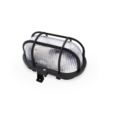 Aplique estanco oval negro IP44 E27