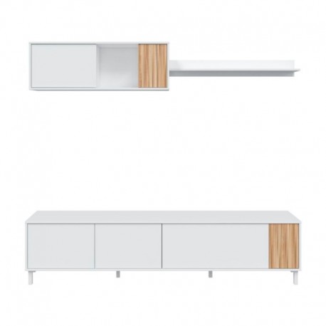 Mueble de salón melamina blanco artik/natural 200x40x47cm Ethna