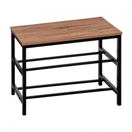 Zapatero de metal/madera 2 baldas 63x30x45cm