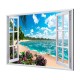 Cuadro alto brillo ventana con vistas al mar 120x80cm