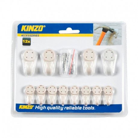 Set de 12 ganchos de plástico blancos cuelga fácil con clavos