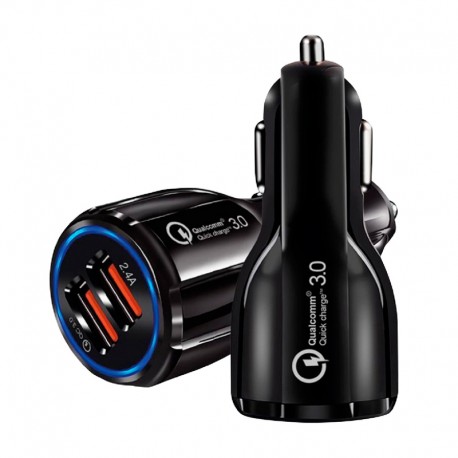 Cargador mechero coche 2 USB QC3,0 + 2,4A