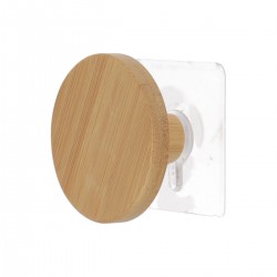Perchero de bambú sobre carta adhesiva blanca 6,5x4cm para baño