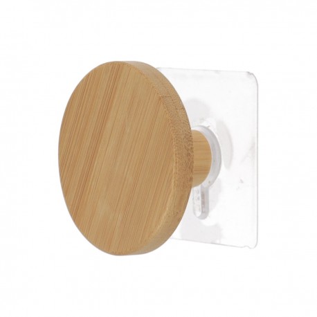 Perchero de bambú sobre carta adhesiva blanca 6,5x4cm para baño
