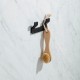 Percha doble adhesiva baño de aluminio negro Onyx
