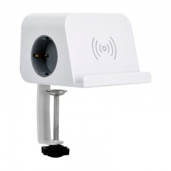 Base 2 tomas Schuko 16A 250V ~ + 2 USB A + 2 USB C + carga inalámbrica