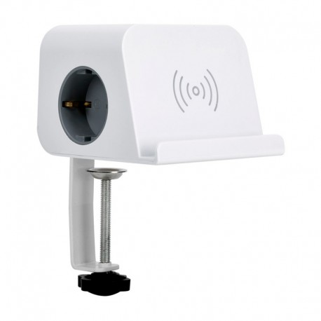 Base 2 tomas Schuko 16A 250V ~ + 2 USB A + 2 USB C + carga inalámbrica