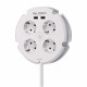 Base múltiple redonda 4 tomas Schuko + 2 USB 2,5A 1,5m