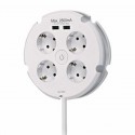 Base múltiple redonda 4 tomas Schuko + 2 USB 2,5A 1,5m