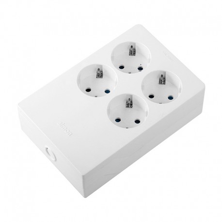 Base múltiple blanca 4 tomas Schuko 3680W 16A 250V